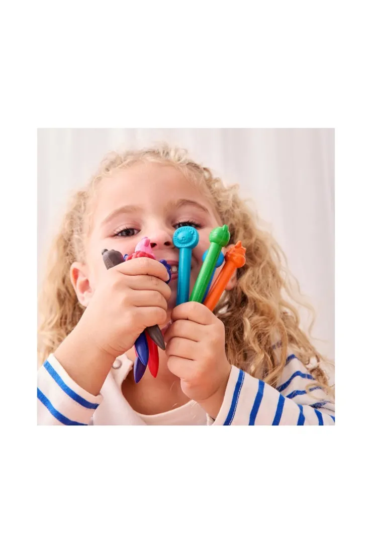 12 Crayons de cire animaux Oxybul