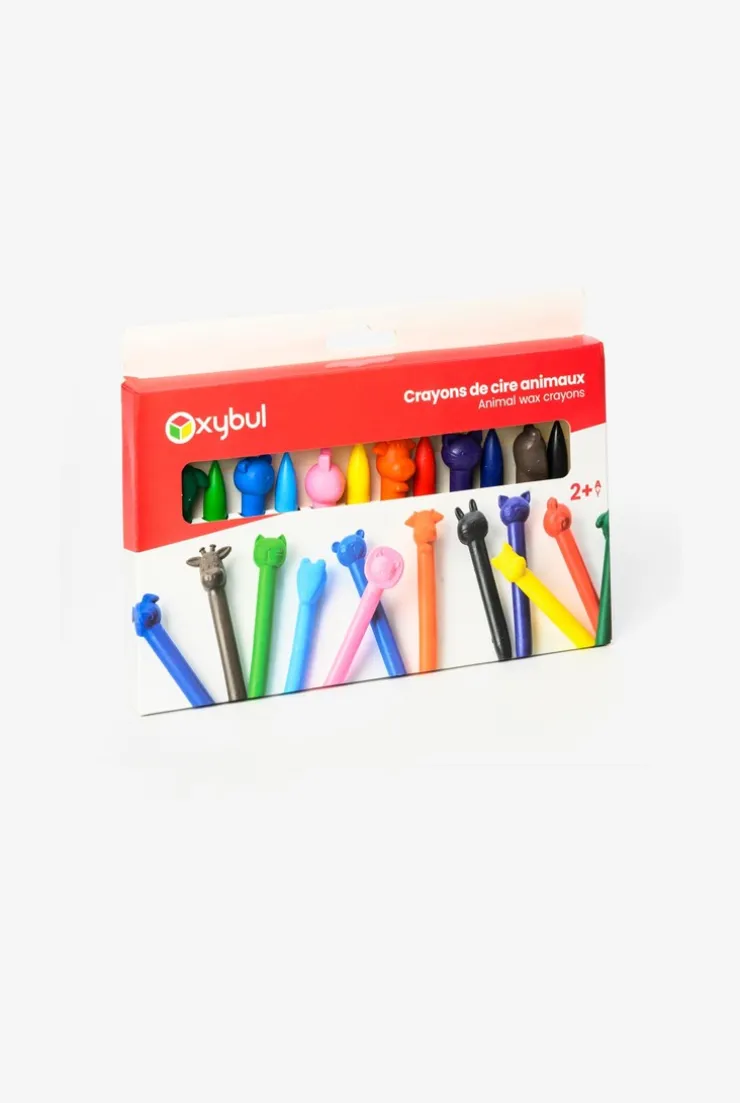 12 Crayons de cire animaux Oxybul