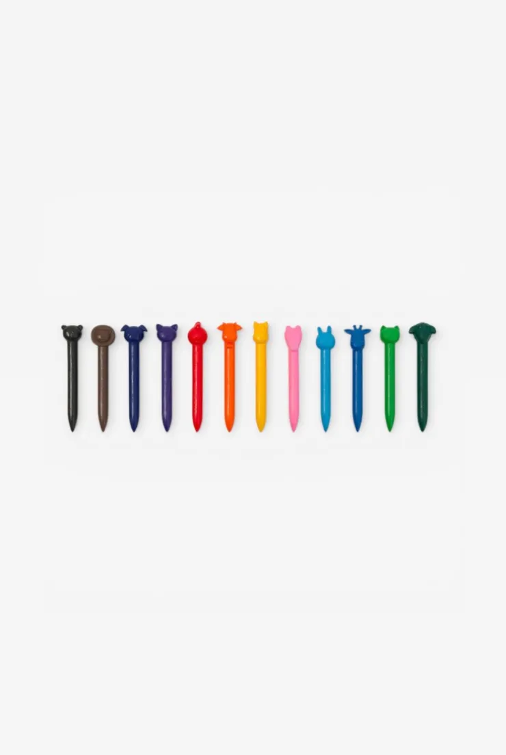 12 Crayons de cire animaux Oxybul