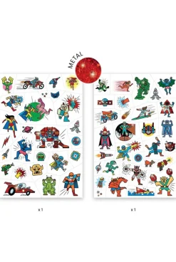 2 planches de tattoos Heroes vs vilain Djeco