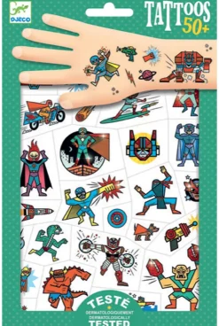 2 planches de tattoos Heroes vs vilain Djeco