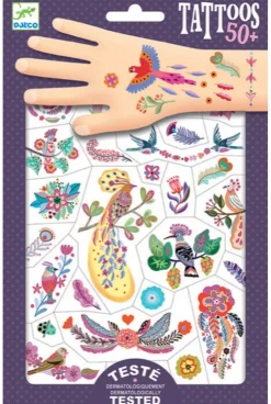 2 planches de tattoos Plume color Djeco