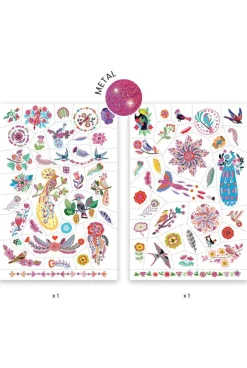 2 planches de tattoos Plume color Djeco