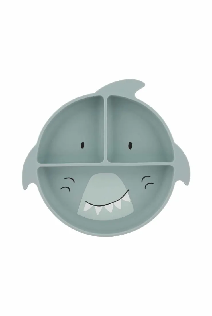 Assiette compatimentée ventousable en silicone requin