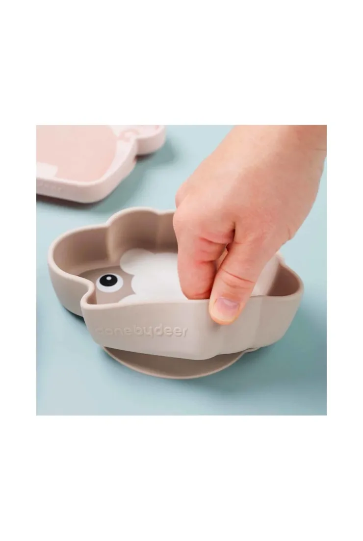 Assiette creuse ventousable beige mouton