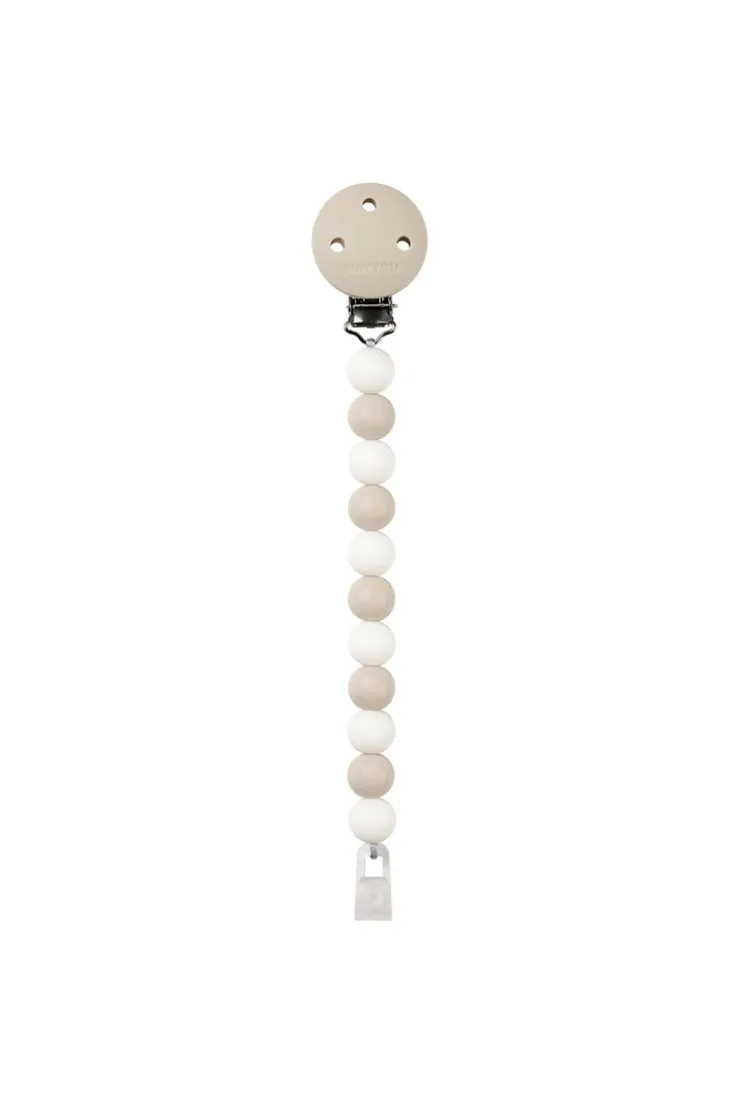Attache tétine argile et blanc Nattou