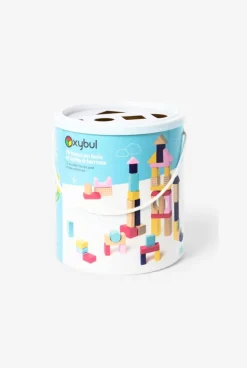 Baril boîte à formes et 75 blocs en bois Oxybul