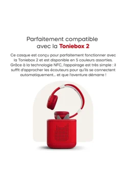 Casque Bluetooth rouge coquelicot de Tonies