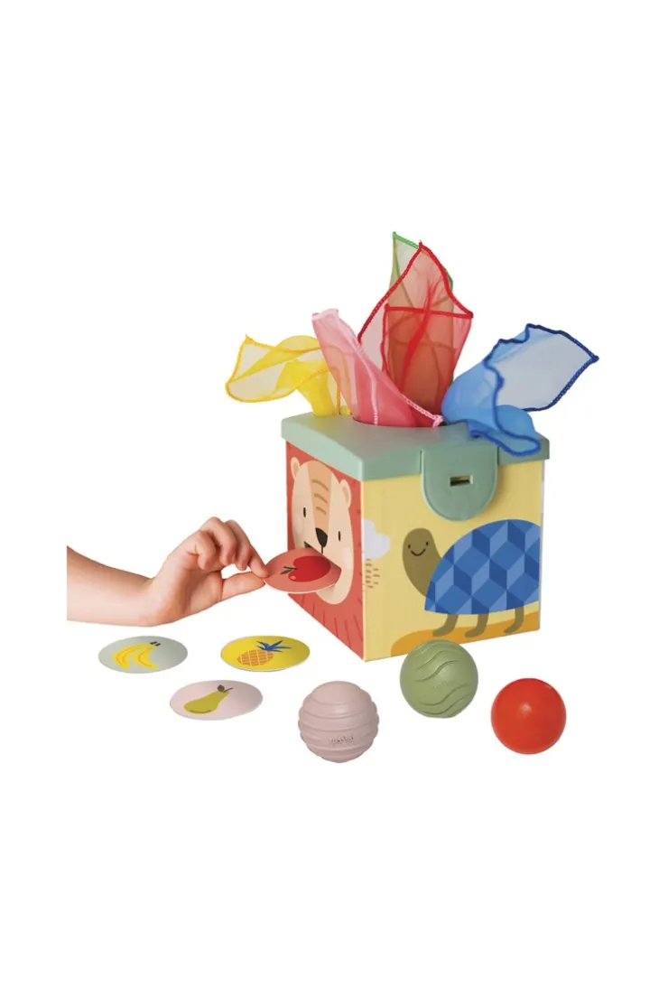 Cube magique balles tissus cartes Taf toys