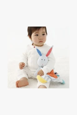 Doudou Lapin rayé gris Oxybul