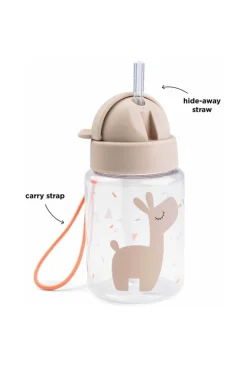 Gourde beige 280 ml avec paille et attache
