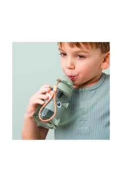 Gourde vert 280 ml avec paille et attache