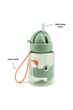 Gourde vert 280 ml avec paille et attache