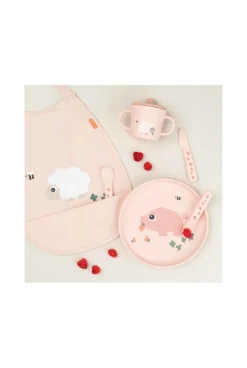 Grand bavoir imperméable à élastique rose