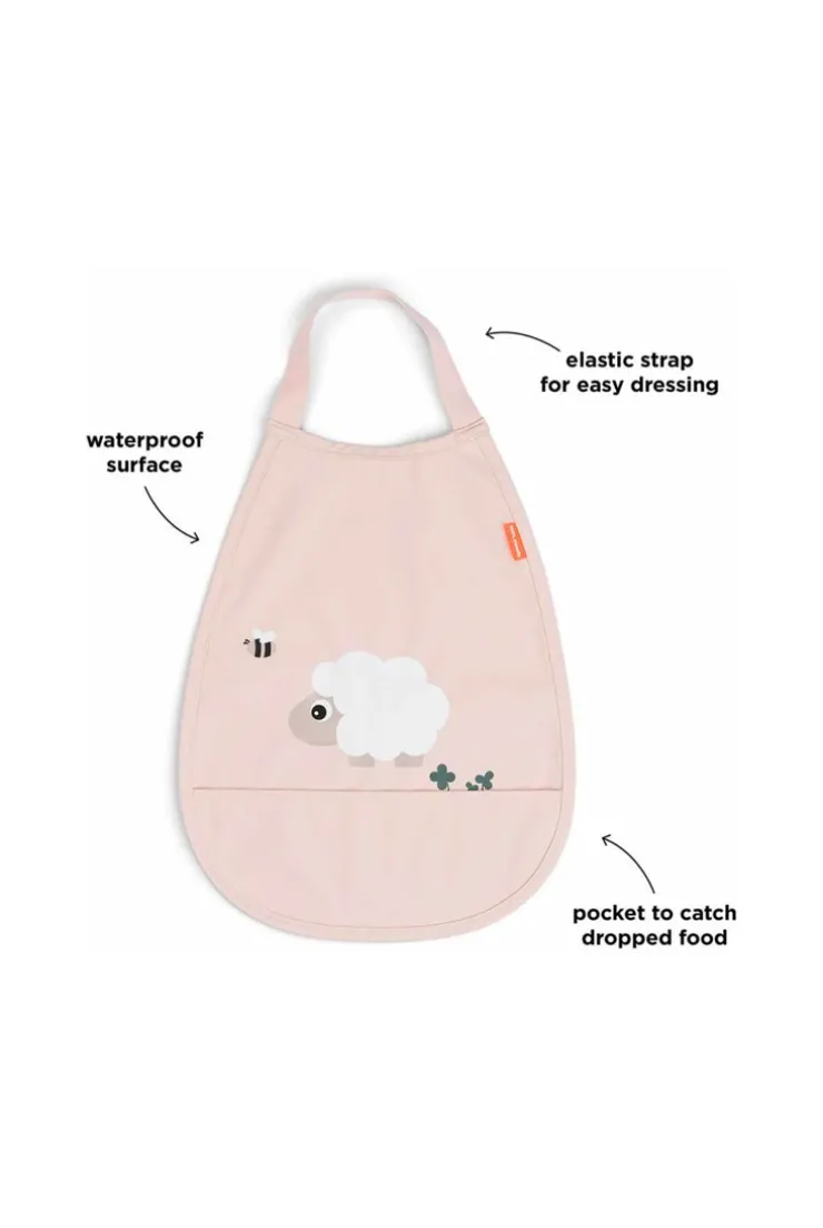 Grand bavoir imperméable à élastique rose