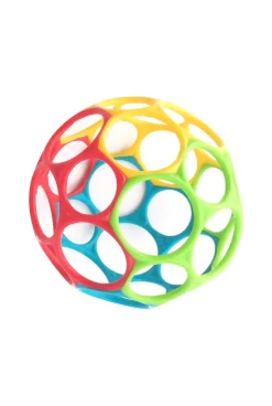 Hochet balle souple rouge, vert, jaune et bleu Oball