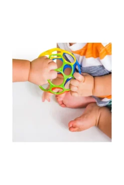 Hochet balle souple rouge, vert, jaune et bleu Oball