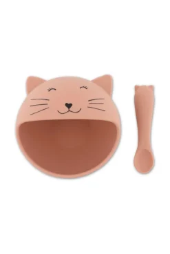 Premier set repas bébé assiette et cuillère, Mr chat