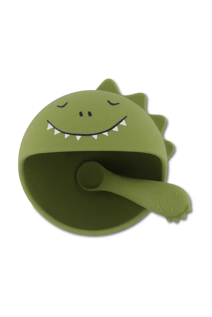 Premier set repas bébé assiette et cuillère, Mr dino