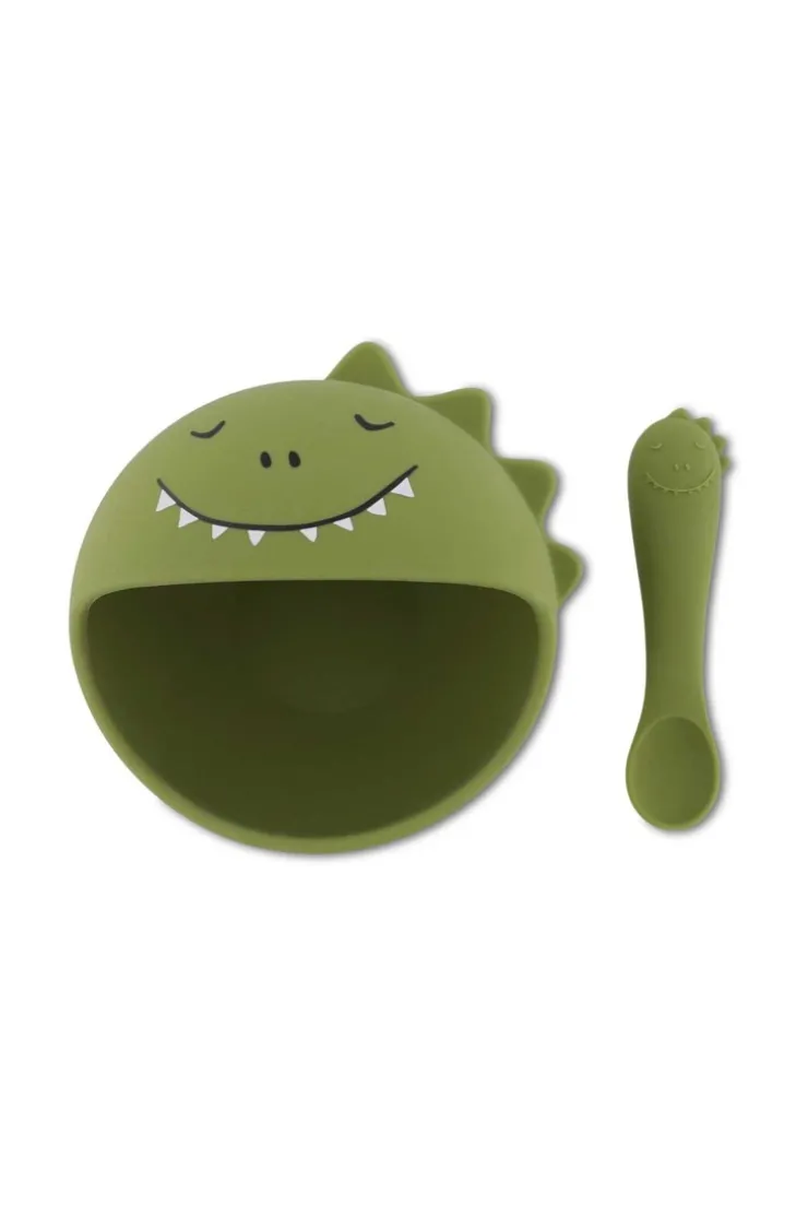 Premier set repas bébé assiette et cuillère, Mr dino