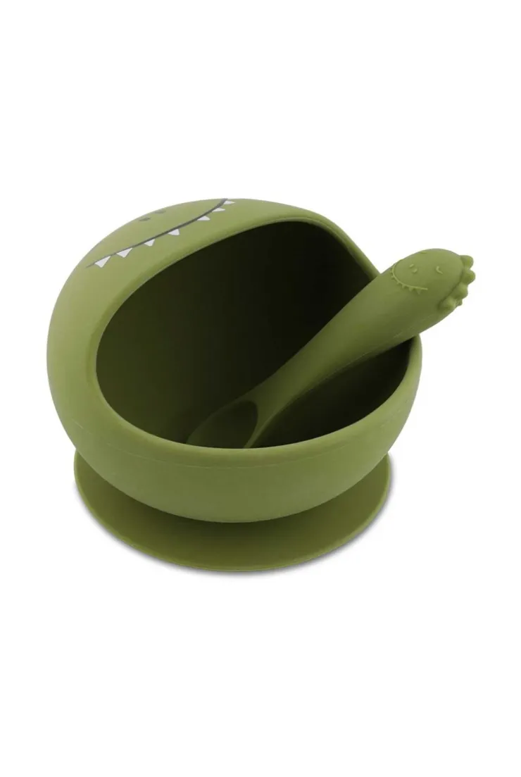Premier set repas bébé assiette et cuillère, Mr dino
