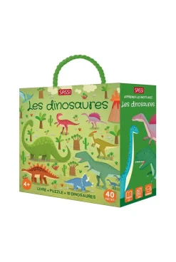 Puzzle et livre les Dinos Coffret QBOX Sassi