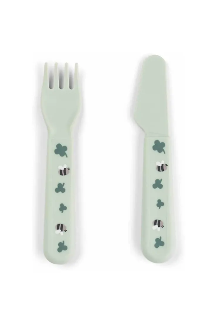 Set repas 4 pièces assiette compartimentée, gobelet, couverts