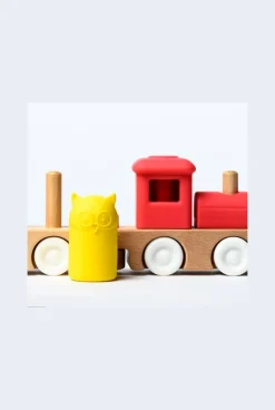 Train des 4 animaux en bois et silicone Oxybul