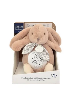 Veilleuse Lapin musicale et à projection d'étoiles Beige Doudou & Compagnie